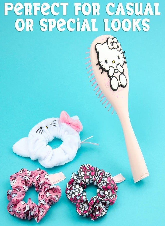 Hello Kitty Sanrio Hair Brush & Scrunchies Set for Girls, Teens, Women, Kuromi, Cinnamoroll Cute Stuff, Detangler Brush, Kawaii Gifts for Her (Hello Kitty Brush & Scrunchies) - Image 5